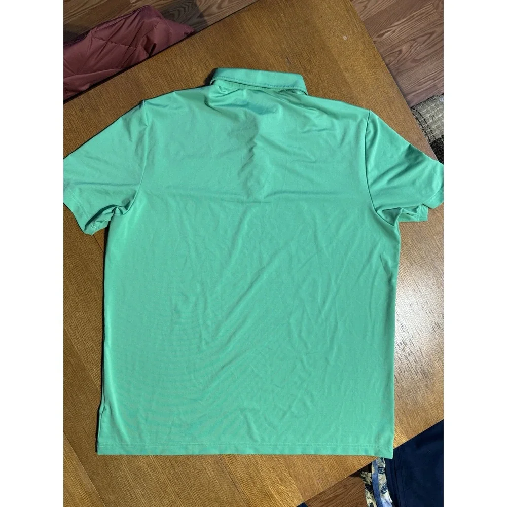Adidas Golf Polo XL Mint Green Black Colorblock Primegreen Performance Stretch‎